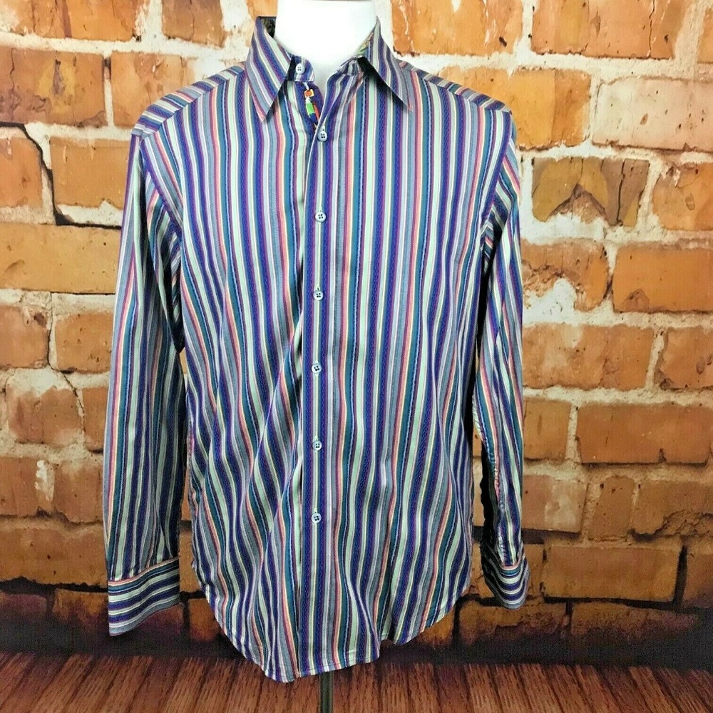 Robert Graham Colorful Striped Flip Cuff Shirt M